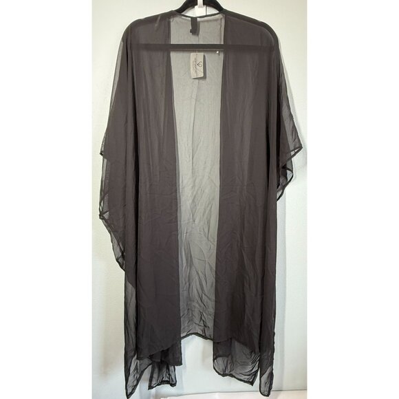 NWT Windsor Womens Sheer Chiffon Kimono Small Black Loose Relaxed Cover Up - Picture 1 of 9